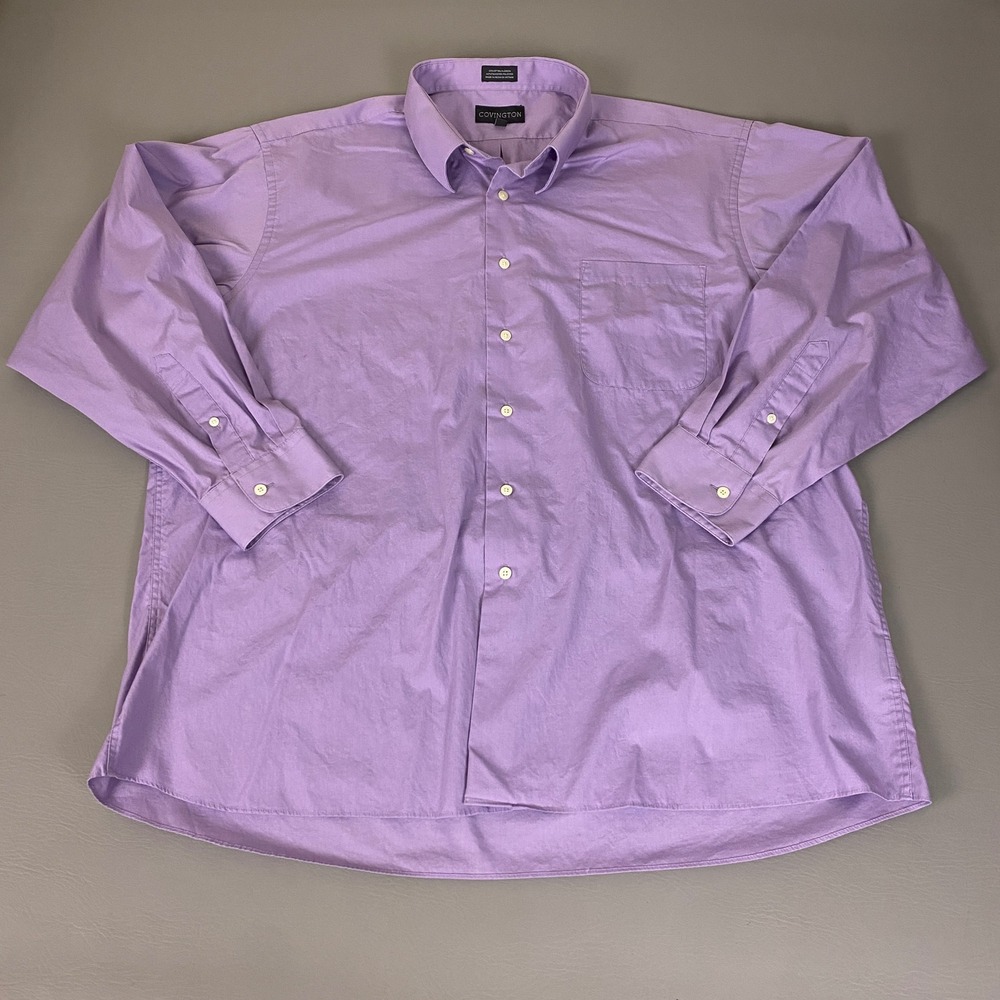 Covington Button Up Dress Shirt Mens XXL 18-18.5 34-35 Purple Long Sleeve *Wear*